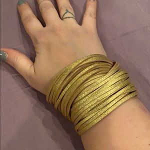 Gold leather wrap bracelet